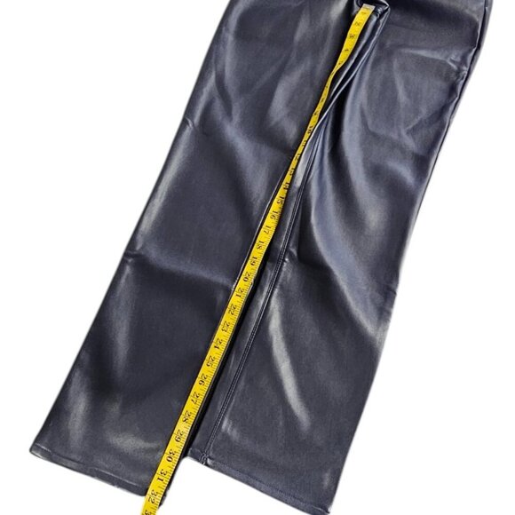 Good American Better Than Leather Faux Leather Pants, Blue, Straight Leg, Size 6 - Picture 7 of 10